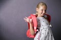 Smiling little girl wearing a backpack for school Royalty Free Stock Photo