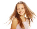 Smiling little girl on white background in studio Royalty Free Stock Photo