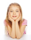 Smiling little girl on white background in studio Royalty Free Stock Photo