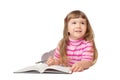 Smiling little writing girl