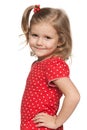 Smiling llittle girl in red shirt