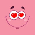 Smiling Love Cartoon Funny Face With Hearts Eyes And Expression
