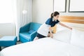 Smiling Maid Cleaning Hotel Room Royalty Free Stock Photo