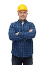 Smiling male builder or manual worker in helmet Royalty Free Stock Photo