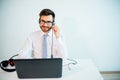 Smiling male call center operator Royalty Free Stock Photo