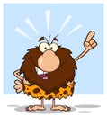 Smiling Male Caveman Cartoon Mascot Character With Good Idea