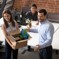 Excited female newcomer introduced to office colleagues