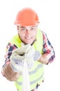 Smiling male constructor taking a self portrait Royalty Free Stock Photo