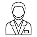 Smiling male doctor wearing lab coat with badge icon Royalty Free Stock Photo