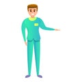 Smiling male nurse icon, cartoon style Royalty Free Stock Photo