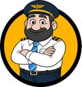 Cartoon Airline Pilot Logo Illustration Royalty Free Stock Photo