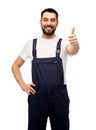 Smiling male worker or builder showing thumbs up Royalty Free Stock Photo