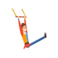 Smiling Man Aerial Gymnast Acrobat Performing in Circus Show Cartoon Vector Illustration