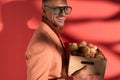 smiling man in blazer and sunglasses Royalty Free Stock Photo