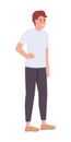 Smiling man in casual clothes semi flat color vector character Royalty Free Stock Photo