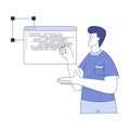 Smiling Man with Computer Screen Programming Vector Illustration