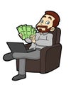 Smiling man counting money at home Royalty Free Stock Photo