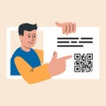 Smiling man holding document identification. Concept of identity card with personal information, national identification document Royalty Free Stock Photo