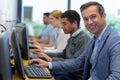 smiling man at in job center Royalty Free Stock Photo