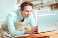 Smiling man making business plan Royalty Free Stock Photo