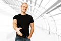 Smiling man offer hand Royalty Free Stock Photo