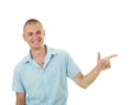 Smiling man pointing aside Royalty Free Stock Photo