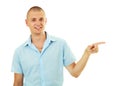 Smiling man pointing aside Royalty Free Stock Photo