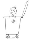 Smiling Man Poking Out of the Dumpster Garbage Waste Container