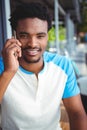 Smiling man talking on the mobile phone Royalty Free Stock Photo