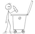 Smiling Man Throwing Plastic Bottle in to Waste Container