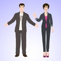 Smiling man and woman in office style wear Royalty Free Stock Photo