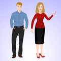 Smiling man and woman in office style wear Royalty Free Stock Photo