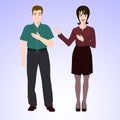 Smiling man and woman in office style wear Royalty Free Stock Photo