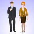 Smiling man and woman in office style wear Royalty Free Stock Photo