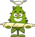 Smiling Marijuana Bud Cartoon Character Holding A Big Joint