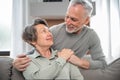 Smiling mature couple looking to each other and hugging Royalty Free Stock Photo