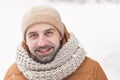 Smiling Mature Man Enjoying Winter Royalty Free Stock Photo