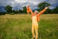 Smiling Mature Woman Arms Outstretched Nature Royalty Free Stock Photo