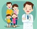 Smiling medical doctor and cute family