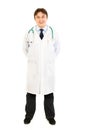 Smiling medical doctor in uniform with stethoscope Royalty Free Stock Photo