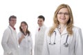 Smiling medical doctors with stethoscopes