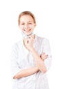 Smiling medical intern isolated Royalty Free Stock Photo