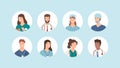 Smiling medical staff avatar isolated. Hospital icons surgeons, nurses and other medicine practitioners vector set