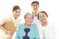 Smiling medical staff with old women Royalty Free Stock Photo