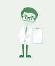 Smiling Medical Student Showing Blank Note Paper Vector