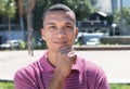 Smiling mexican guy in the city Royalty Free Stock Photo