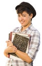 SMiling Mixed Race Female Student Holding Books Isolated Royalty Free Stock Photo