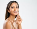 Smiling Model with perfect White Teeth. Beautiful Indian Girl Cheerful Smiling. Beauty Woman with Smooth Skin and Natural Lip Make Royalty Free Stock Photo