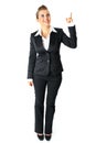 Smiling modern business woman pointing finger up Royalty Free Stock Photo