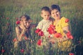 Smiling mom and her children. Happy day Royalty Free Stock Photo
